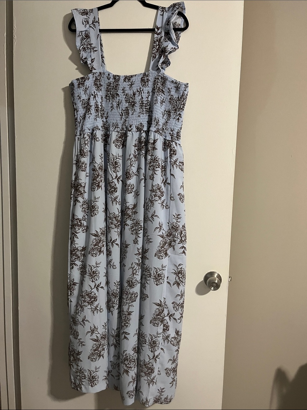 (New Never Worn) Inspired Hearts Light Blue Floral Jumpsuit with Brown Print - Picture 5 of 7